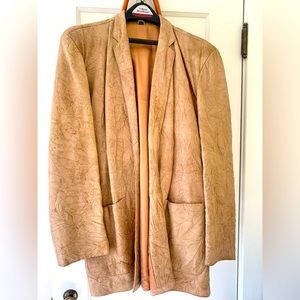 Vintage 80s IOU soft leather jacket/blazer. Caramel/Beige color Mens Medium.